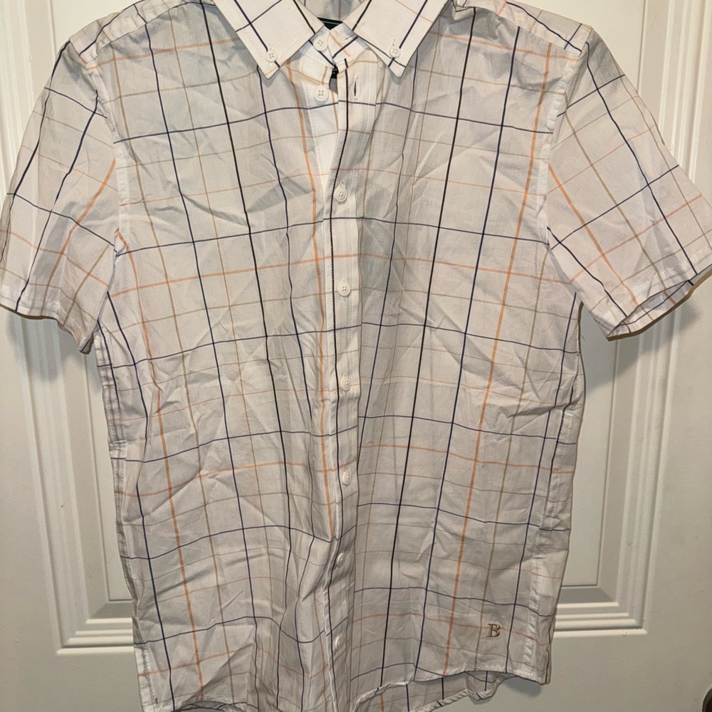 Brand New Brooks Brothers White Checkered Short Sleeve Shirt